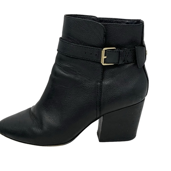 Kate Spade | Black Leather Pull On Heeled Bow Ankle Boots - Picture 4 of 9